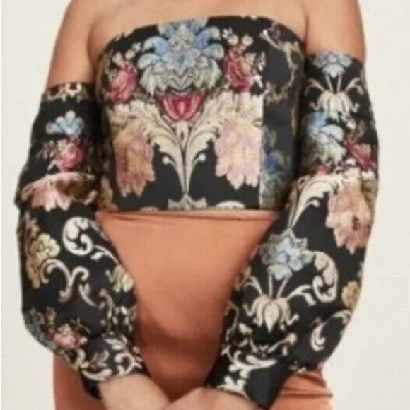 NWT LPA Metallic Brocade Off-The-Shoulder Top - Picture 2 of 7